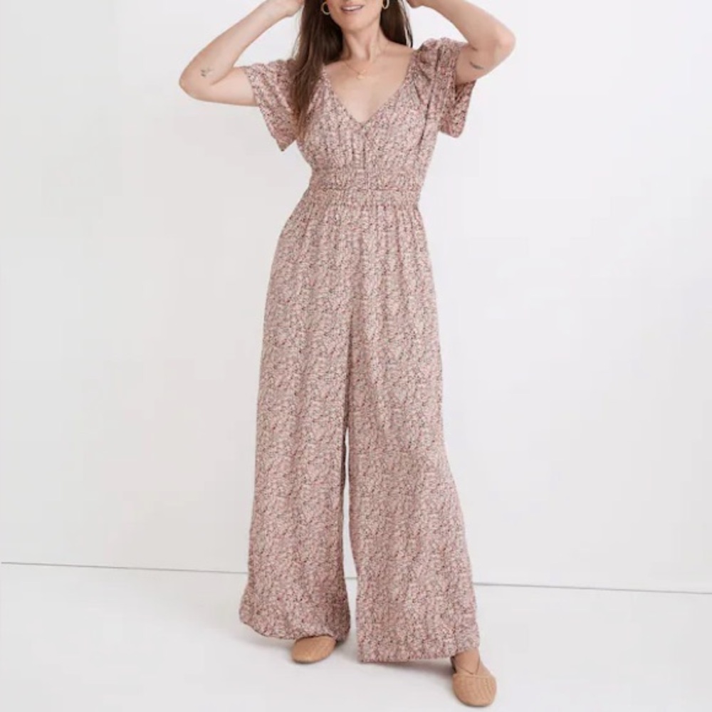 Madewell NWOT Sophia Wide-Leg Jumpsuit in English Cottage Garden Sz M Flutter